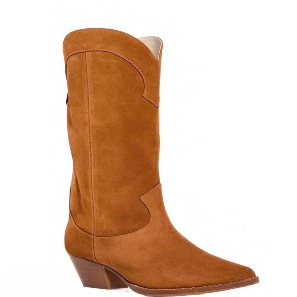 New never worn! Freda Salvador Tan Suede Western Knee-High Boot